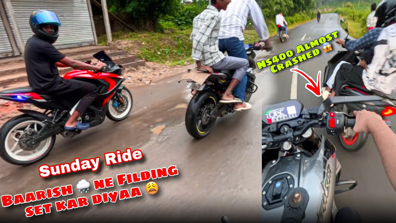 Baarish ne Fielding set kar diya Sunday ride ki 😩 | Almost crashed Ns400z 😱 | #motovlog 