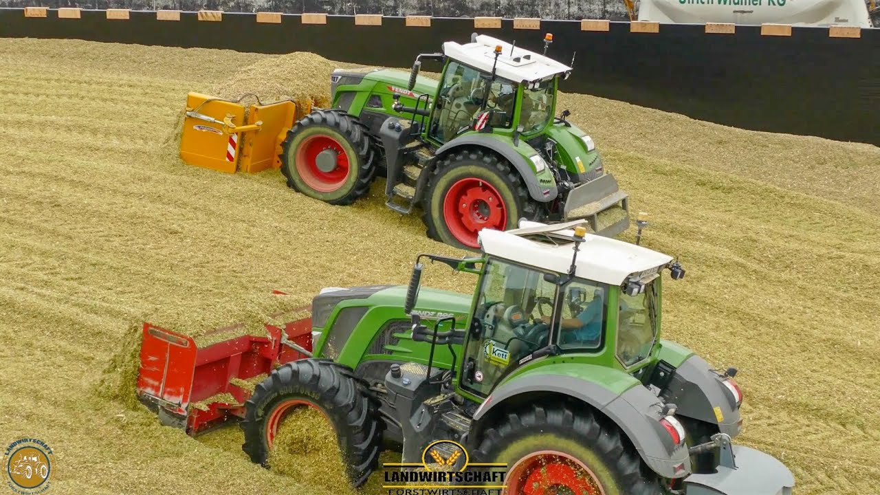 XXXL Biogas Produktion Erntegut - Maissilage mit 3 Maschinen Schieben & Silieren BGA Biogasanlage