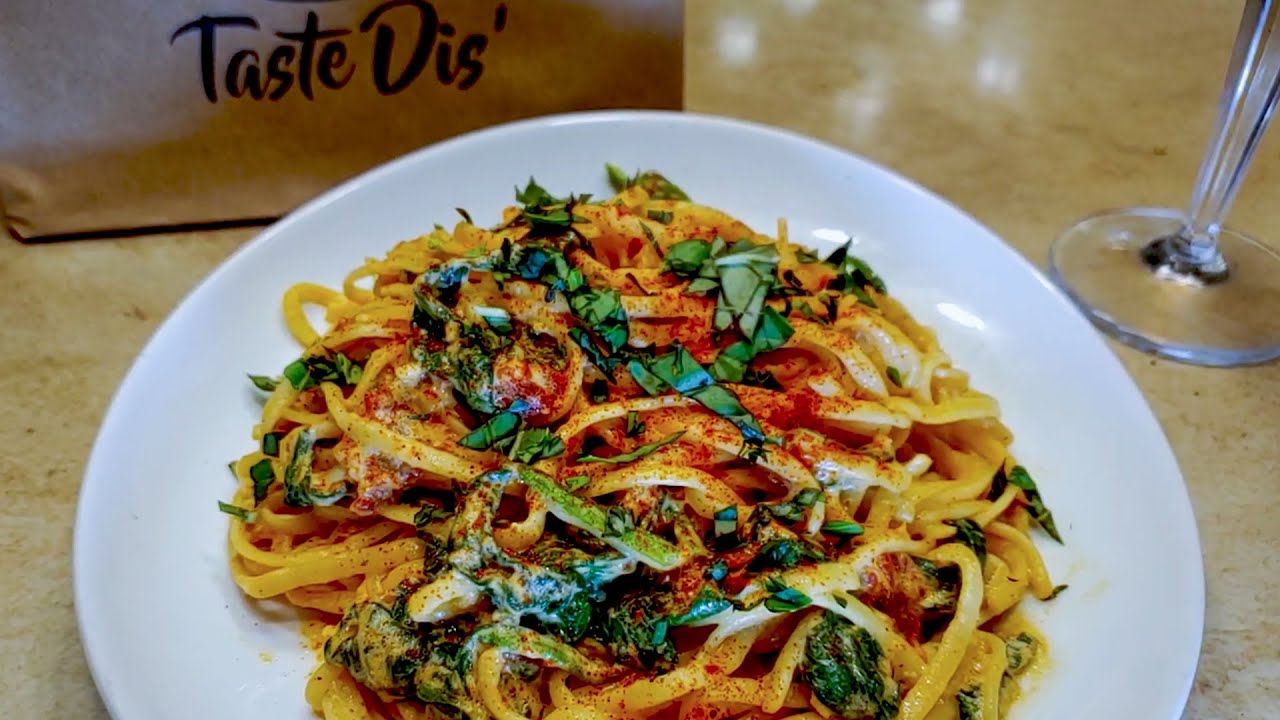 Creamy Linguine Spinach in a Sun dried Tomato Cream Sauce