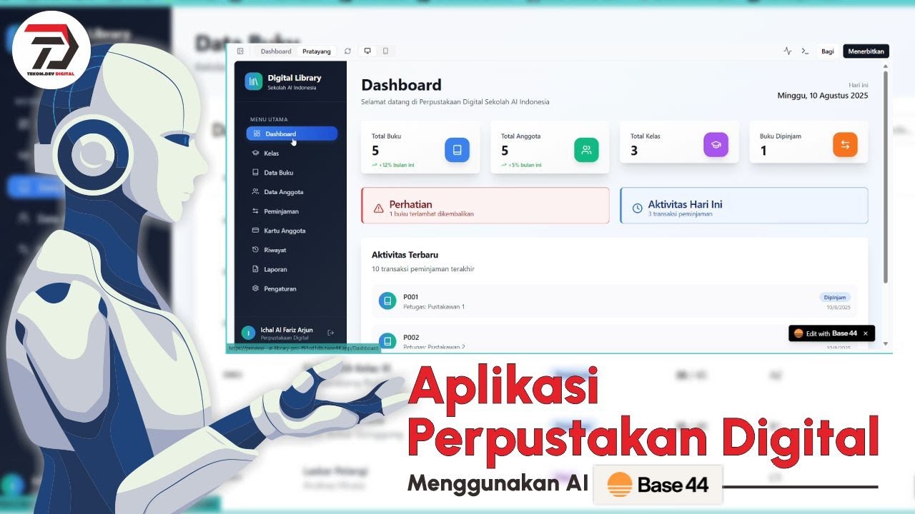 Membuat Aplikasi Perpustakaan Digital Hanya Dengan Prompt AI Base44 | Tanpa Coding