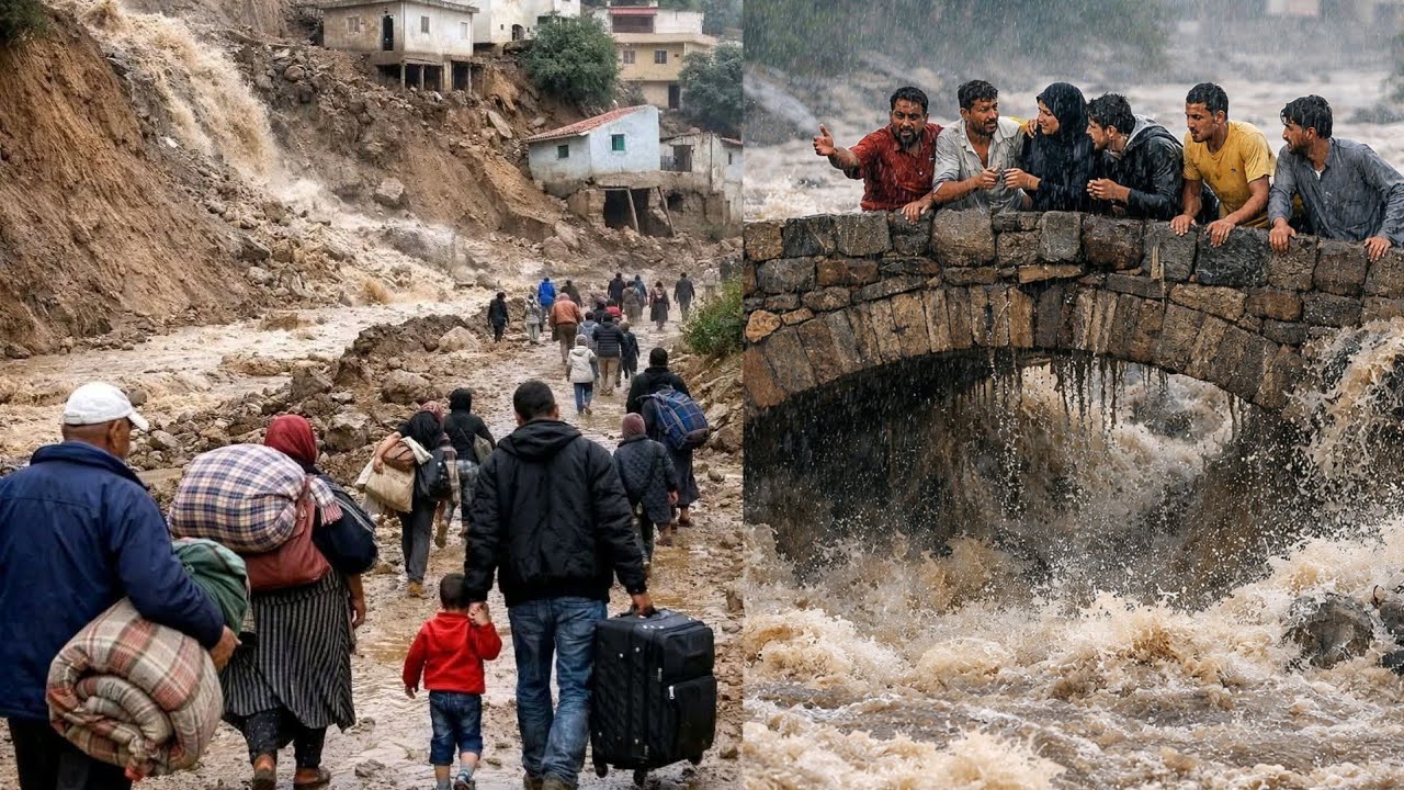  الوقاية المدنية في سباق مع الزمن لمساعدة المحاصرين بسبب سيول شمال #المغرب 