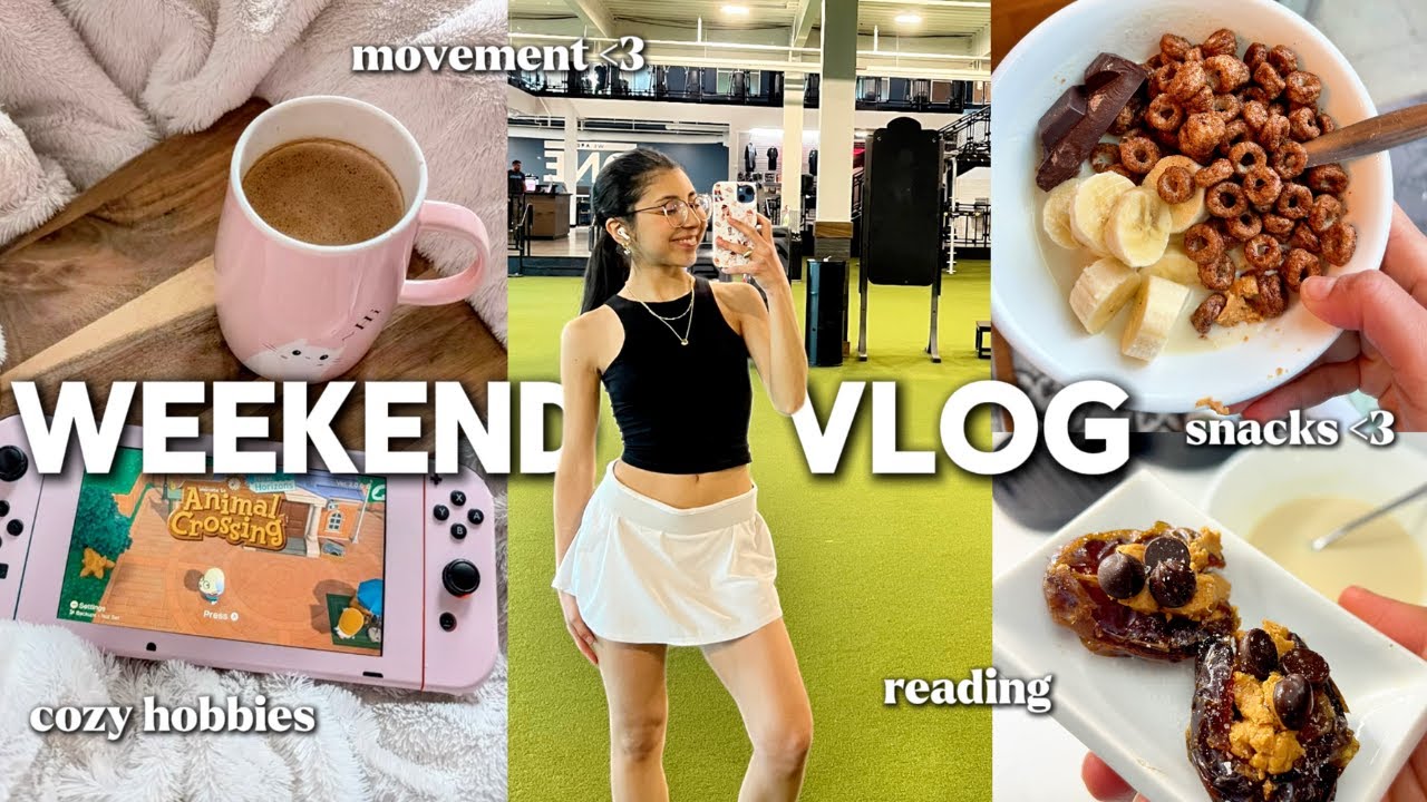 spend a weekend with me 🥞👾📚💍🌟 working out, meal ideas, reading, cozy hobbies, animal crossing & more