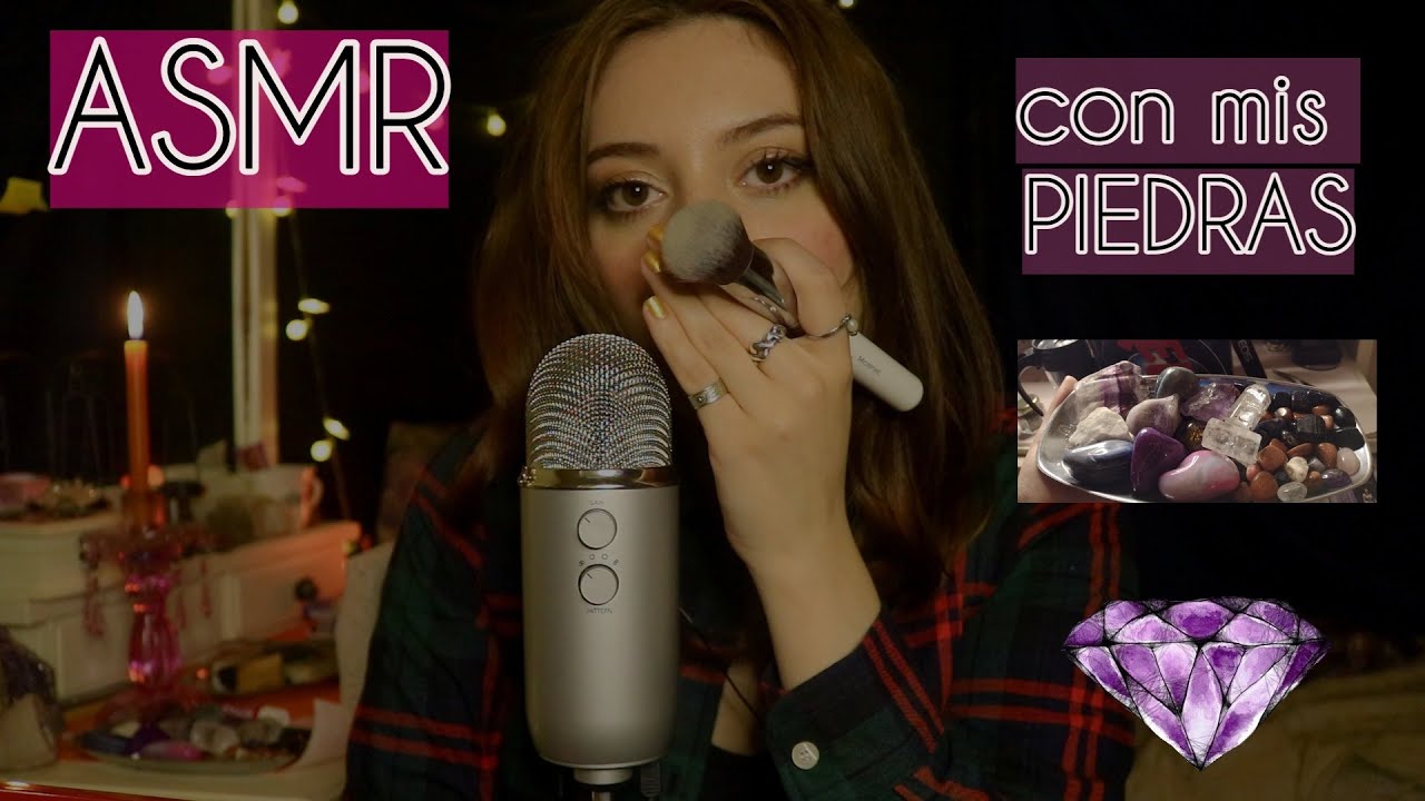 ASMR | 💎Muestro mi colección de PIEDRAS (cristales) + Mic brushing + Susurros