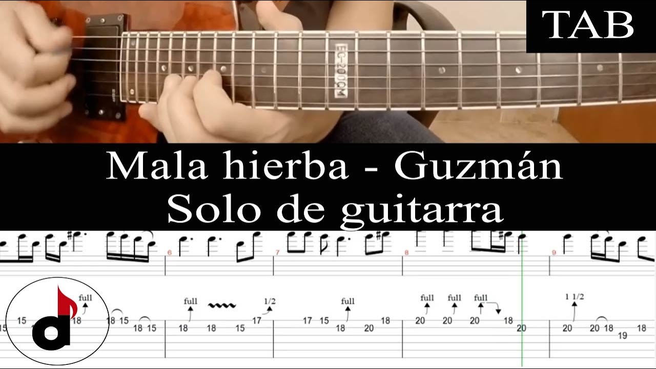 MALA HIERBA - Alejandra Guzm&aacute;n (Fredi Marug&aacute;n): SOLO cover guitarra + TAB