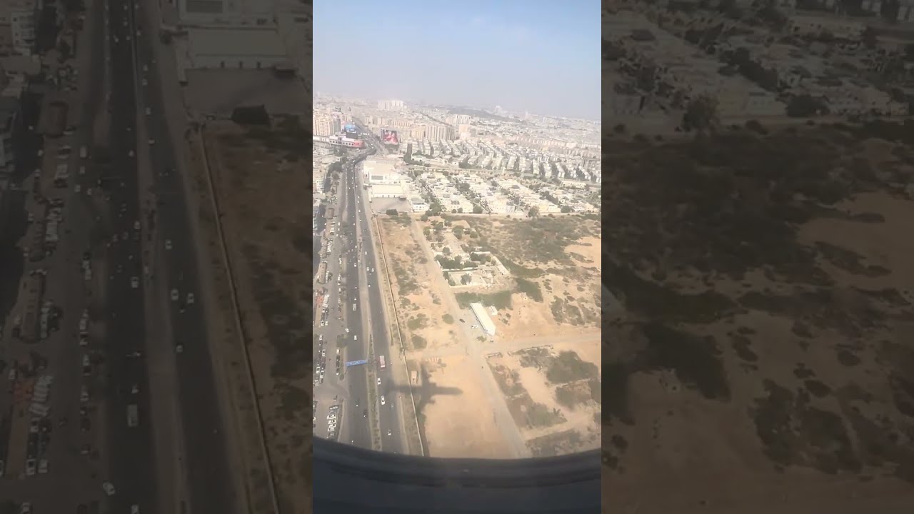 Karachi beautiful Aerial view of city  -Air blue A321 landing at Karachi international Airport.