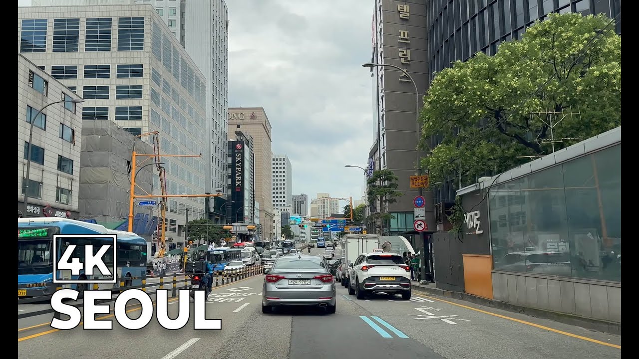 Driving in Seoul, Korea 4K (Hongdae, Myeong-dong, Dongdaemun Market), ASMR