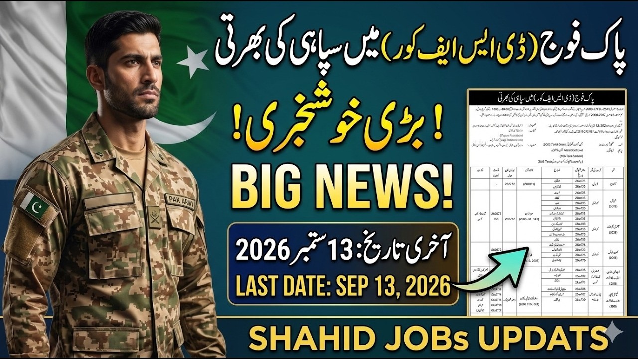 Pak Army DSF Corps Sipahi Jobs 2026 | Pak Army New Recruitment 2026
