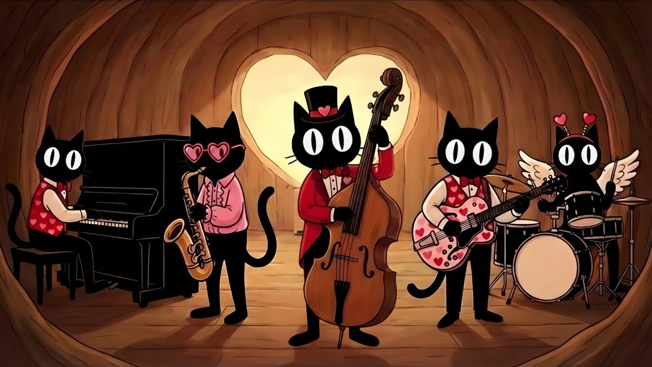 Black Cats Valentine Deep Bass Jazz : Cozy & Uplifting Background Music
