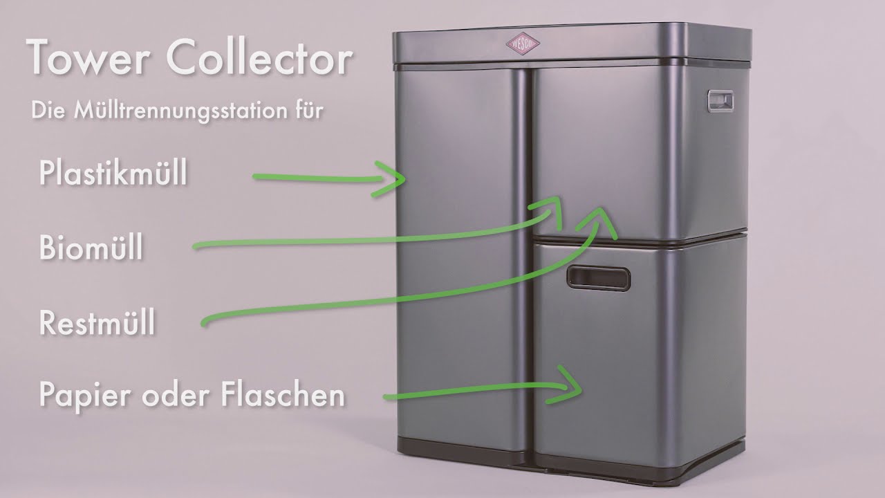 Wesco Tower Collector Recycling Waste Bin in Action