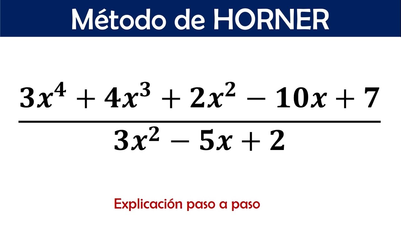 División de Polinomios - MÉTODO DE HORNER - Explicación paso a paso