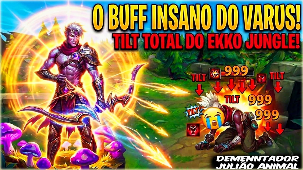VIREI UMA METRALHADORA HUMANA! Varus ADC com os novos Buffs (Tiltou o Jungler)