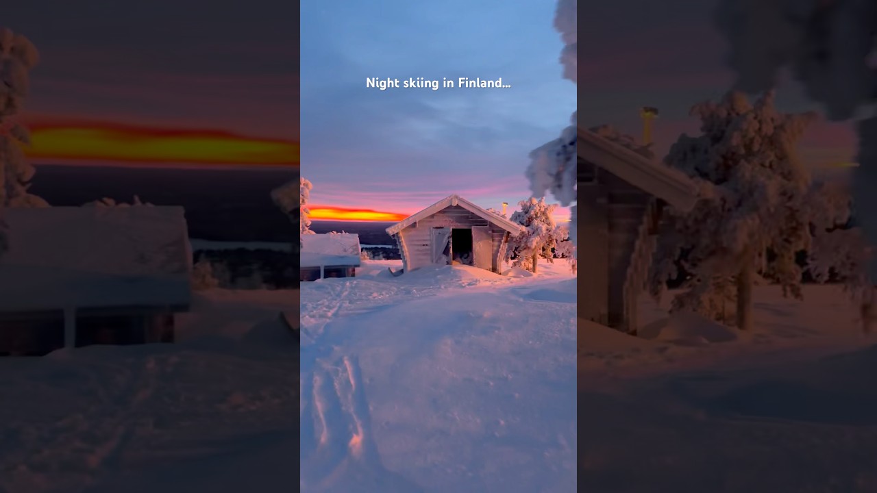 What a beautiful sunset while skiing in Finland 🥶