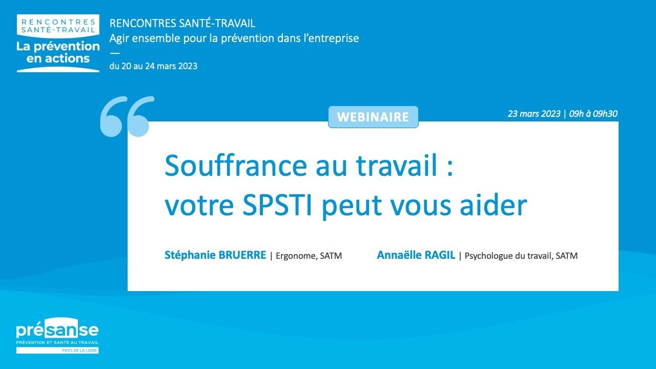 Webinaire : souffrance au travail : votre SPSTI peut vous aider