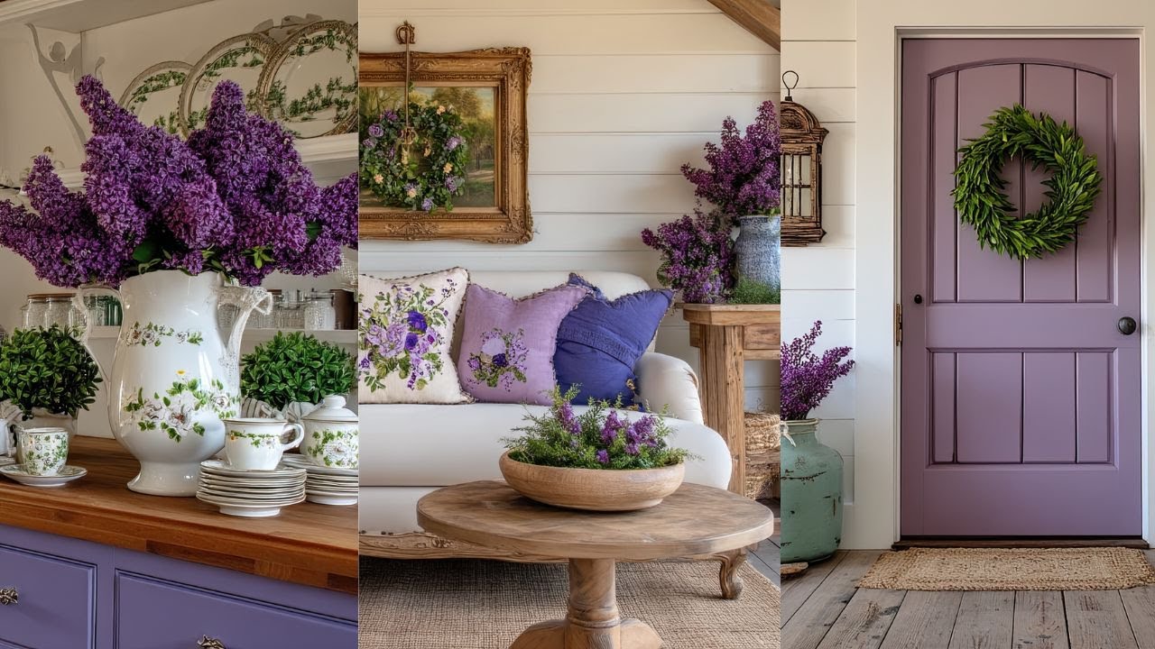 Purple and White Antique Farmhouse | Vintage Decor with Rustic Antique Vibes and Romantic