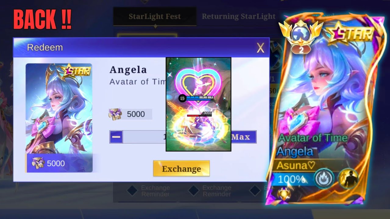 Finally!! Angela Avatar of Time Starlight Annual Skin IS BACK !! Dino's Aid MLBB Allstar