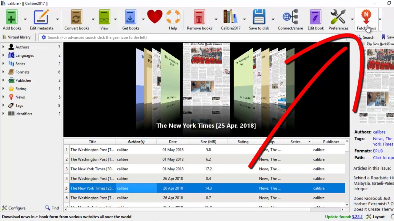 Calibre Tutorial:  Create ePUB books from News Magazines from Websites