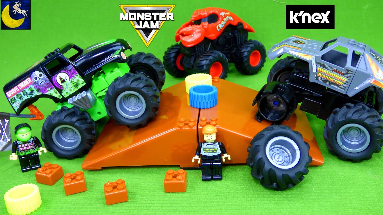 Building Our Own Monster Jam Monster Trucks KNEX Toy Grave Digger Vs Maximum Destruction Toys Video