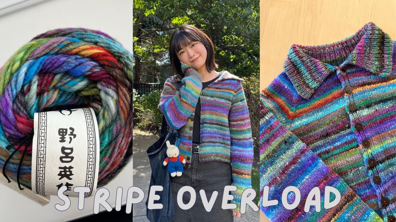 overload stripe cardigan with NORO ITO yarn✮˚｡𖦹//plus a few smaller projects