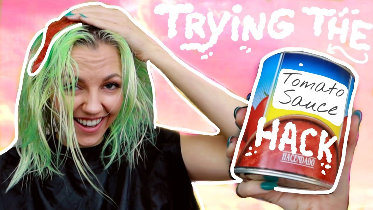 Turning my green hair platinum blonde | Tomato sauce hair hack ✂ Sorry Brad Mondo
