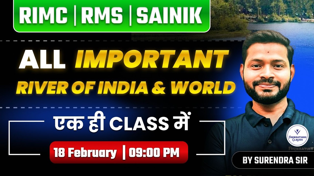 RIMC RMS Sainik School 2026 | Important Rivers of India & World | One Shot GK Class