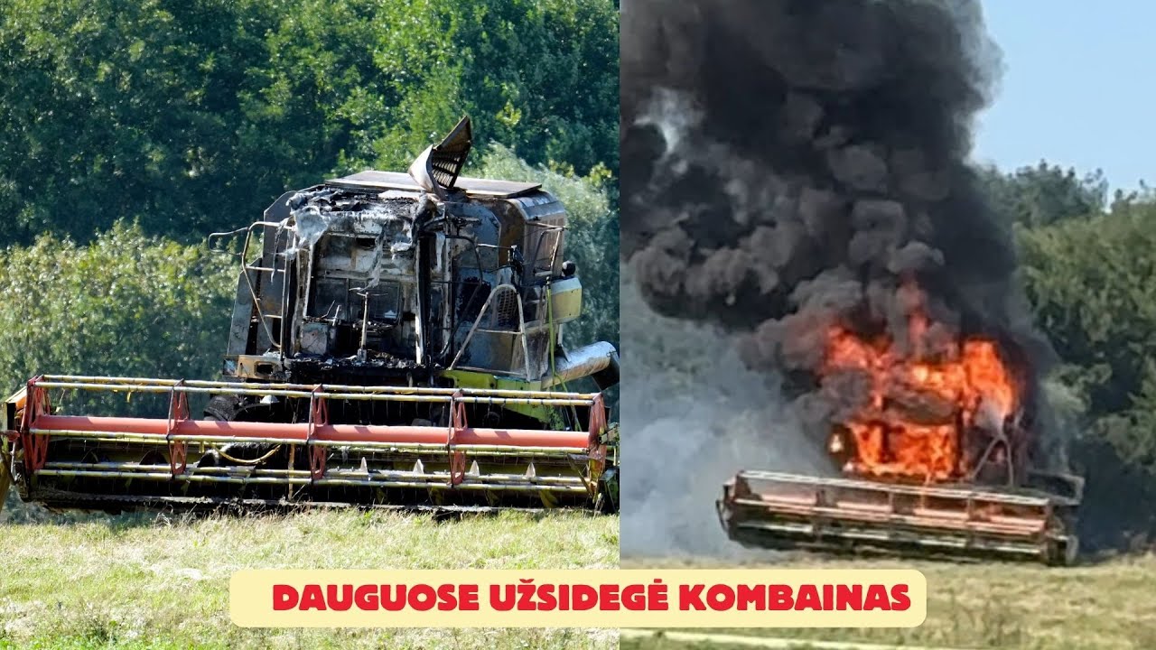 Dauguose degė kombainas 2024 08 28 Alytaus rajonas