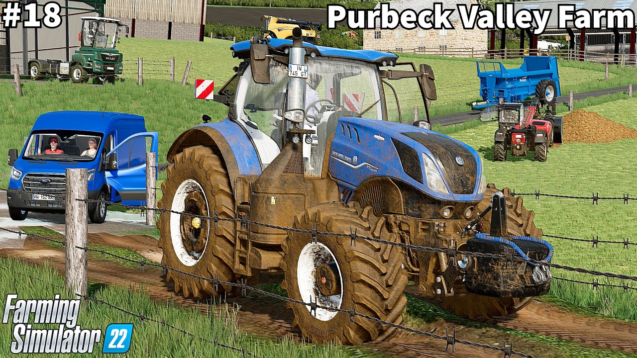 Spreading Manure & Getting Stuck in the Mud, Selling Milk│Purbeck Valley│FS 22│Timelapse#18