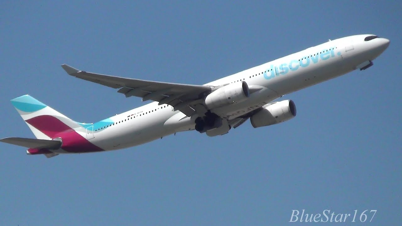 Discover Airlines Airbus A330-300 (D-AFYR) takeoff from FRA/EDDF (Frankfurt - am Main) RWY 07C