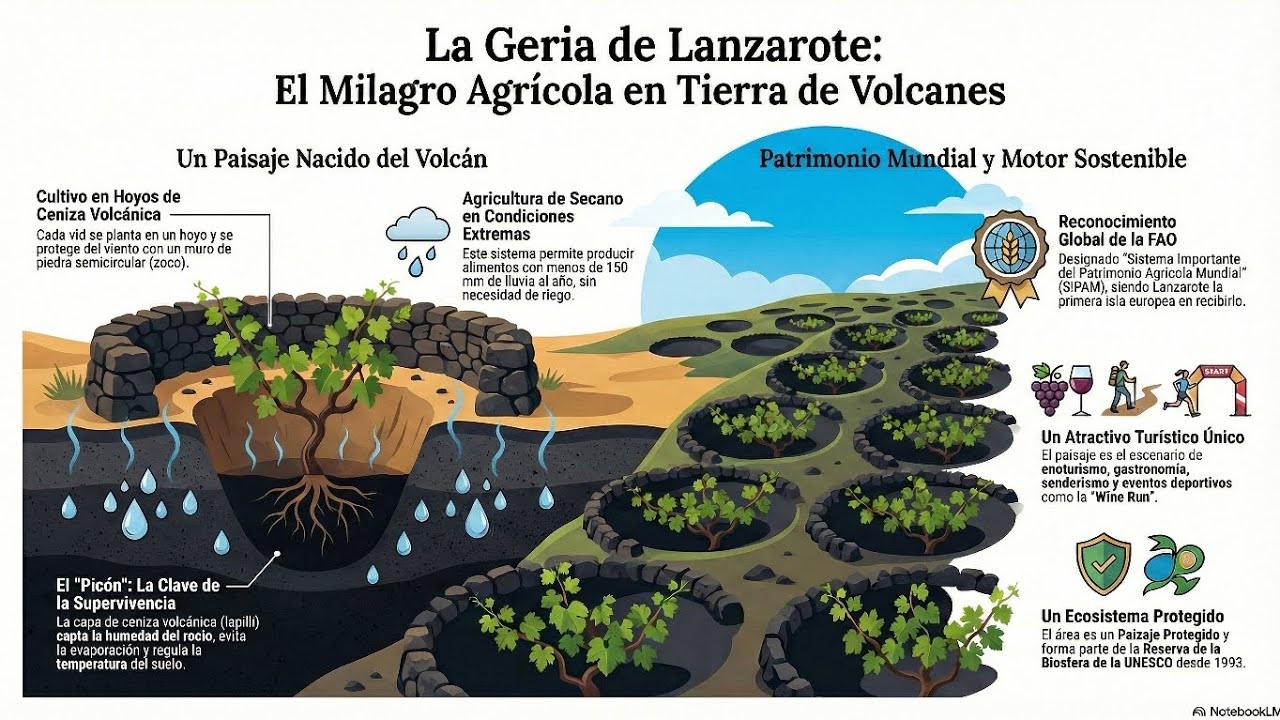 La Geria: milagro agr&iacute;cola en tierra de volcanes. 
