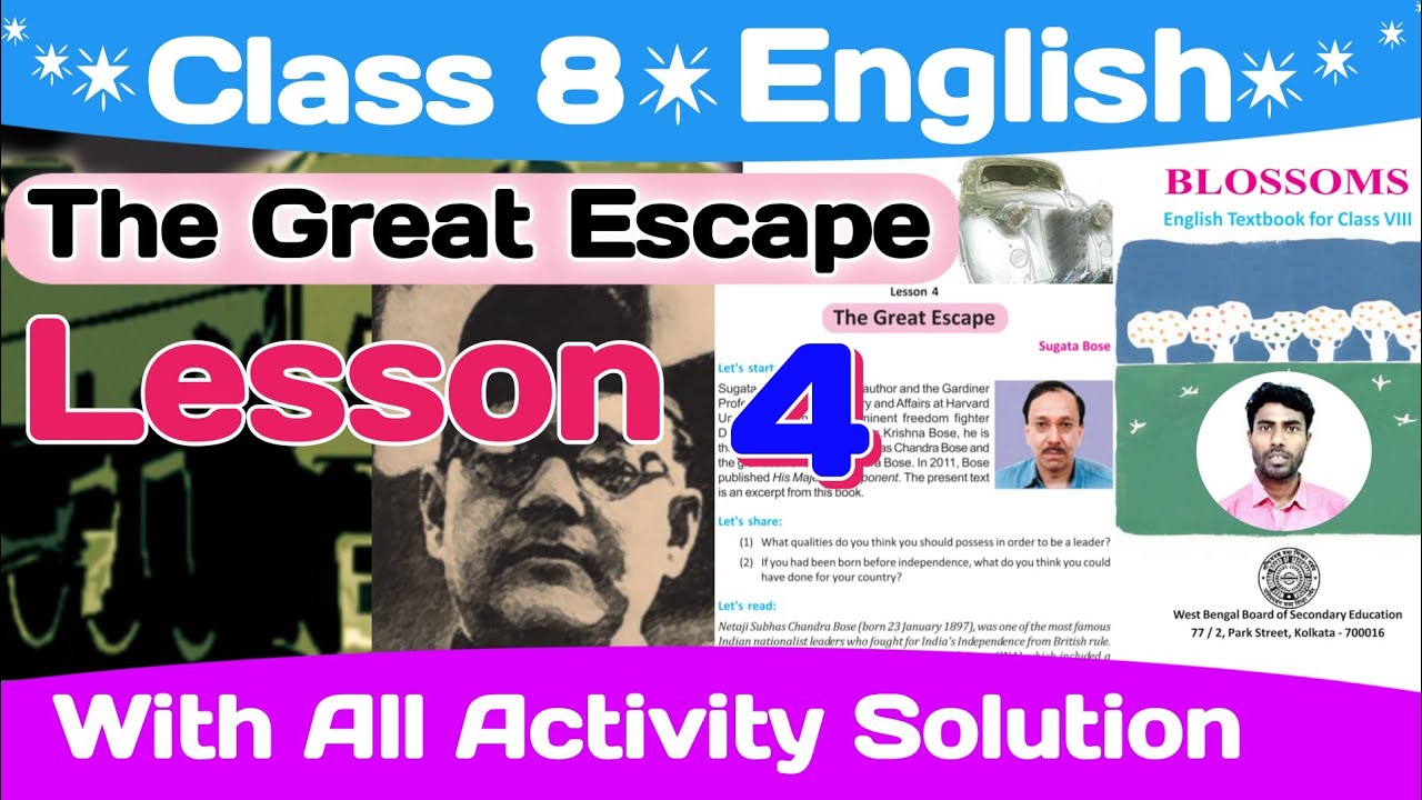 class 8 english lesson 4 | class 8 english lesson 4 all activity solution | the great escape