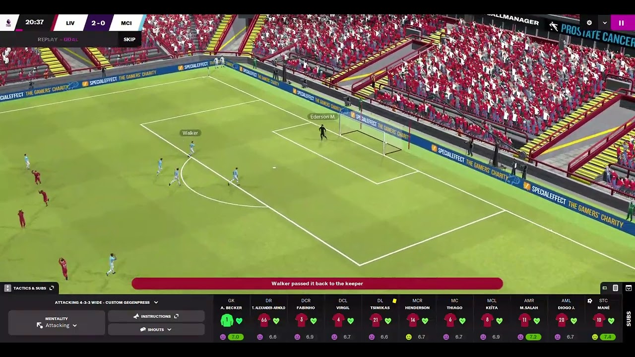 Kyle Walker awful own goal versus Liverpool FM22