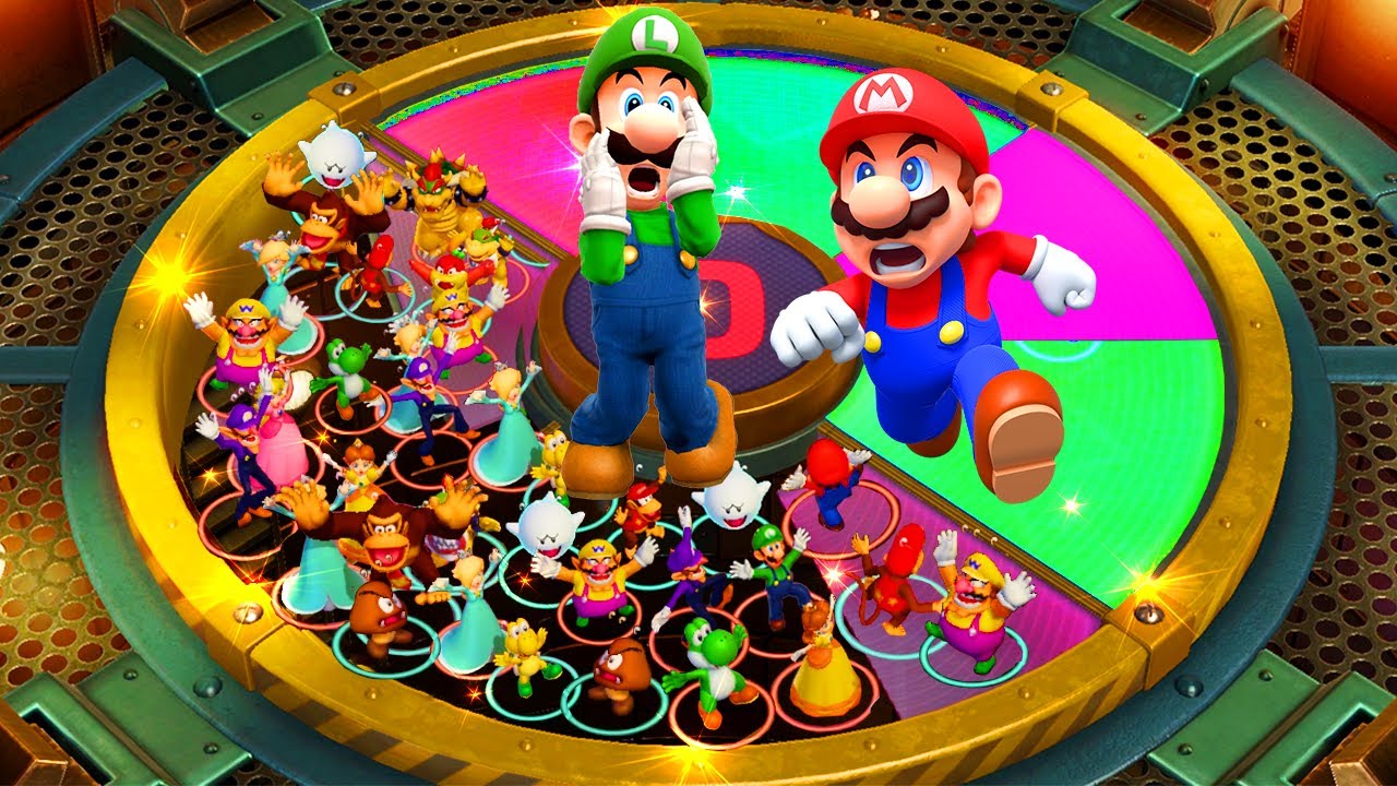 Super Mario Party Minigames - Mario vs Diddy Kong vs Luigi vs Bowser Jr.