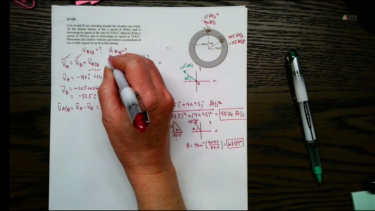Relative motion with circular path and normal acceleration