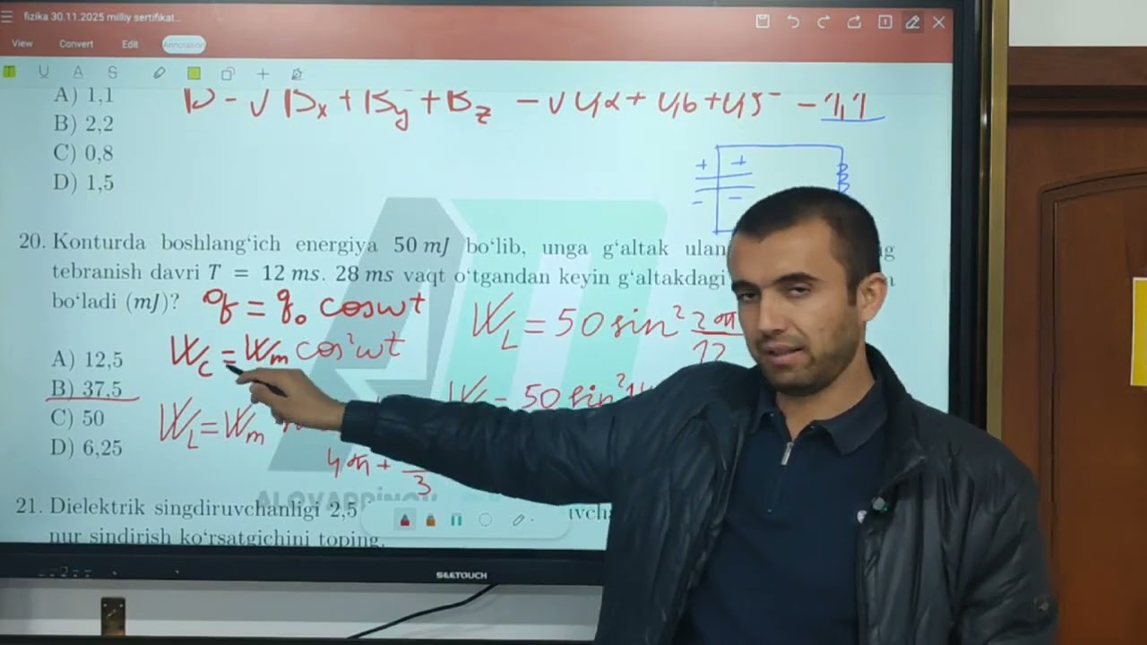 2025-yil 30-noyabrdagi milliy sertifikat savollari yechimi. 18-23 misollar.