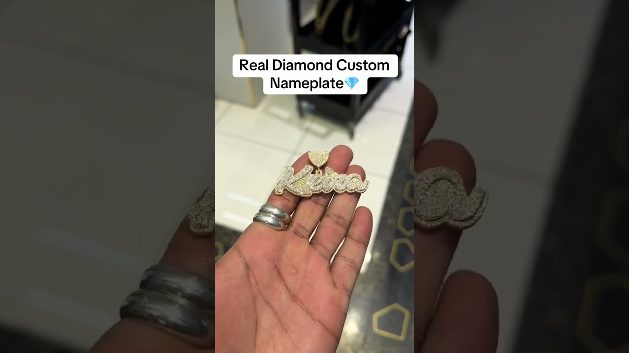 Real Gold & Natural Diamond Custom Name Plate at Ijaz Jewelers #goldchains #goldchain #diamondchains
