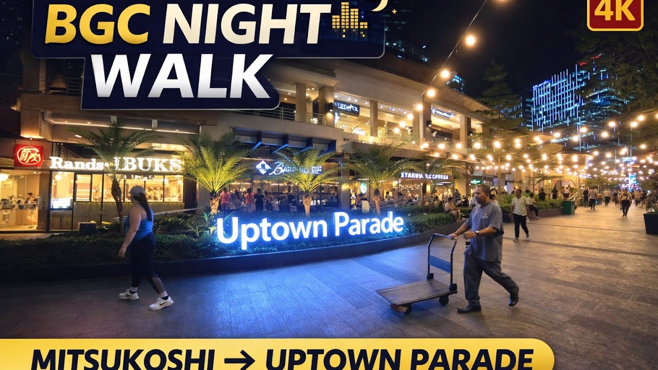 POV Night Walk in BGC Uptown | Mitsukoshi to Uptown Parade | 4K