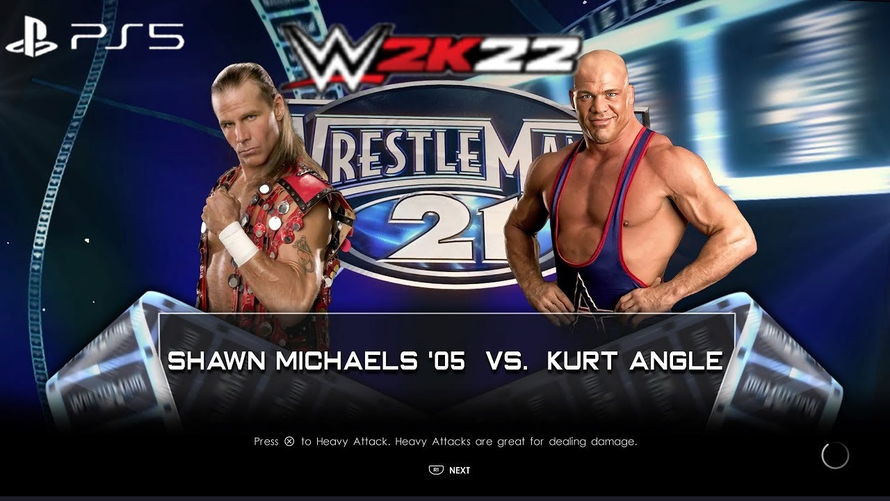WWE 2K22 (PS5) - KURT ANGLE vs SHAWN MICHAELS GAMEPLAY | WRESTLEMANIA 21 (1080P 60FPS)