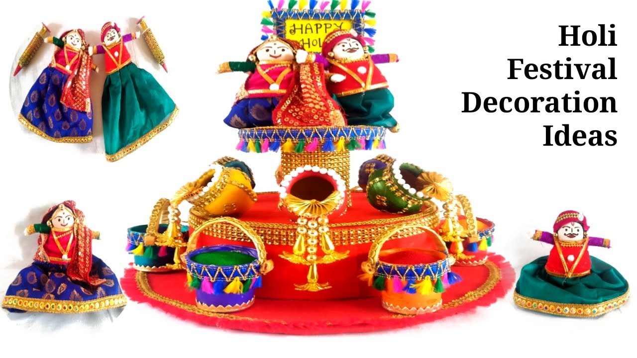 Holi Tray Decoration Idea/Holi Decoration Ideas/Holi Festival Colour Platter/Puppet Making/Holi Gift