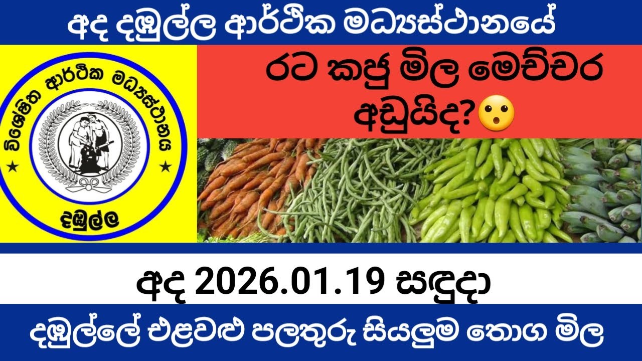 අද දඹුල්ලේ අලුත් මිල බලන්නකෝ 2026.01.19 සඳුදා / Dambulla Market vegetables wholesale prices update