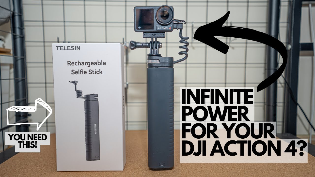 DJI Action 4 Battery Problem? Telesin 10000 MAH Rechargeable Selfie Stick!