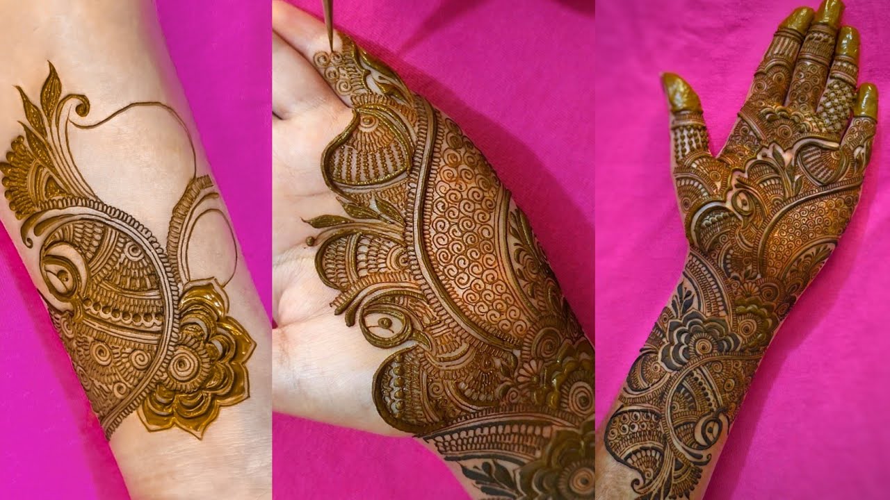 मधुबनी मेहँदी डिज़ाइन ||Beautiful Madhubani full front hand mehandi design ✨🌱|| easy mehandi