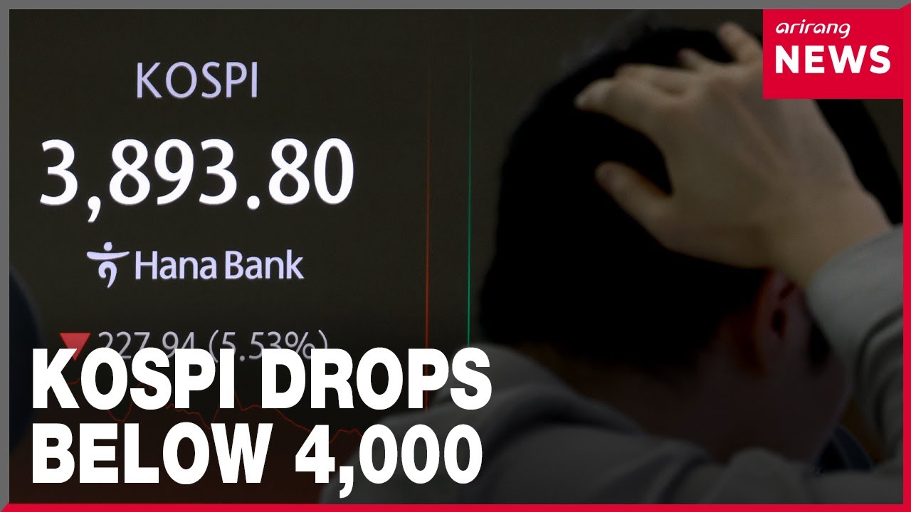 KOSPI loses gains, drops below 4,000 on Wed.
