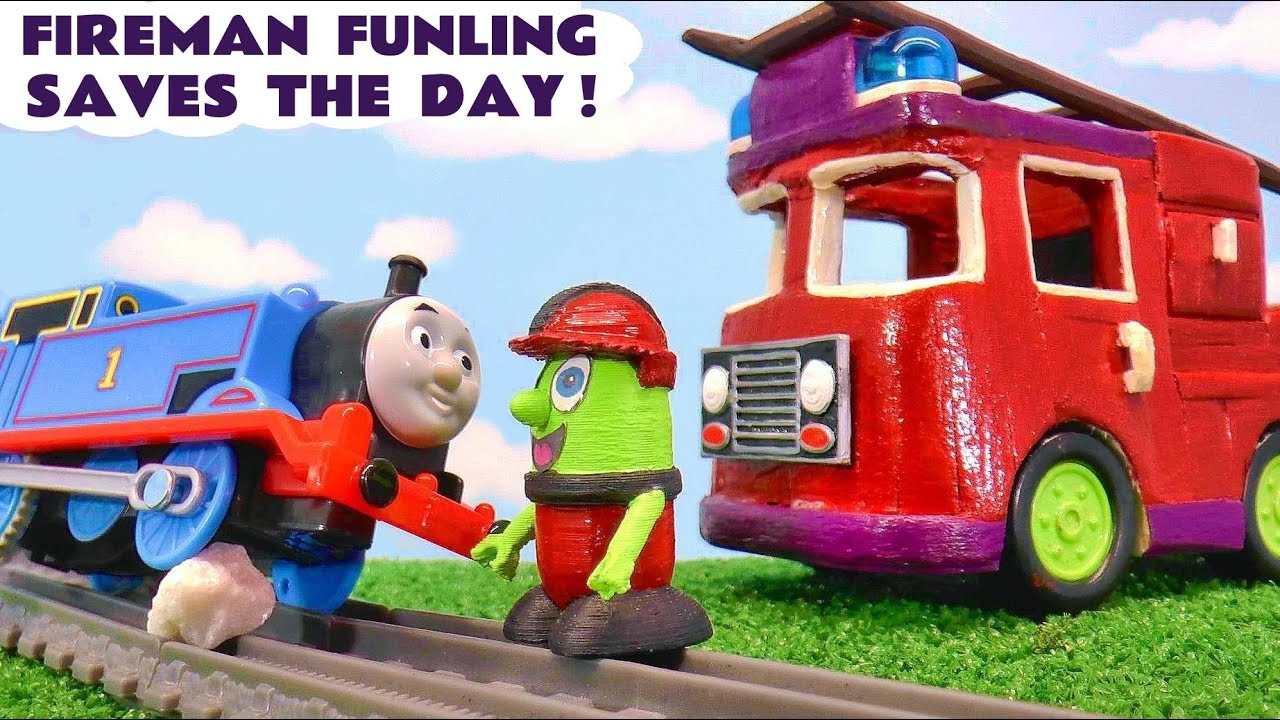 Fireman Funling Learns How To Save The Day with Toy Trains