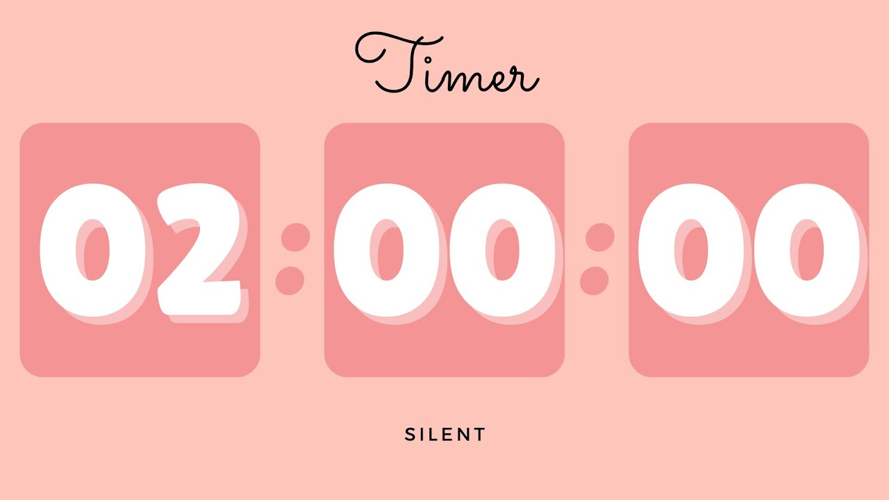 🌺 2 Hours Silent Timer with Cute Ending Alarm | Pastel Red Timer