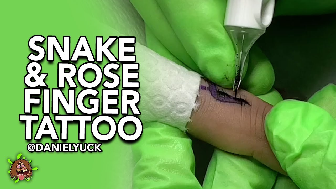 Snake & Rose Finger Tattoo