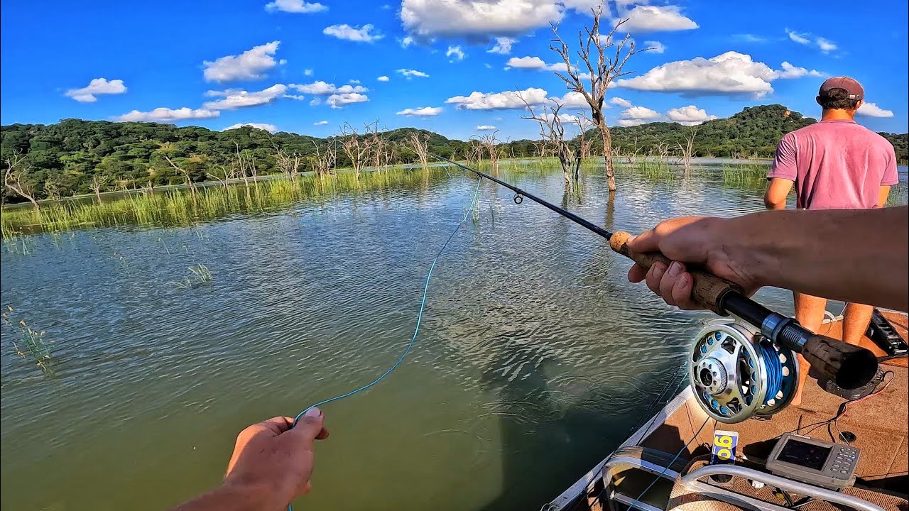 Fly Fishing an African Lake With Big Topwater Flies 