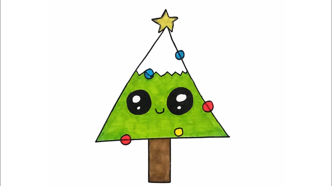 How to Draw a Cute Christmas Tree 2025 – Easy Kawaii Drawing for Kids‪@Drawings-i7k ​