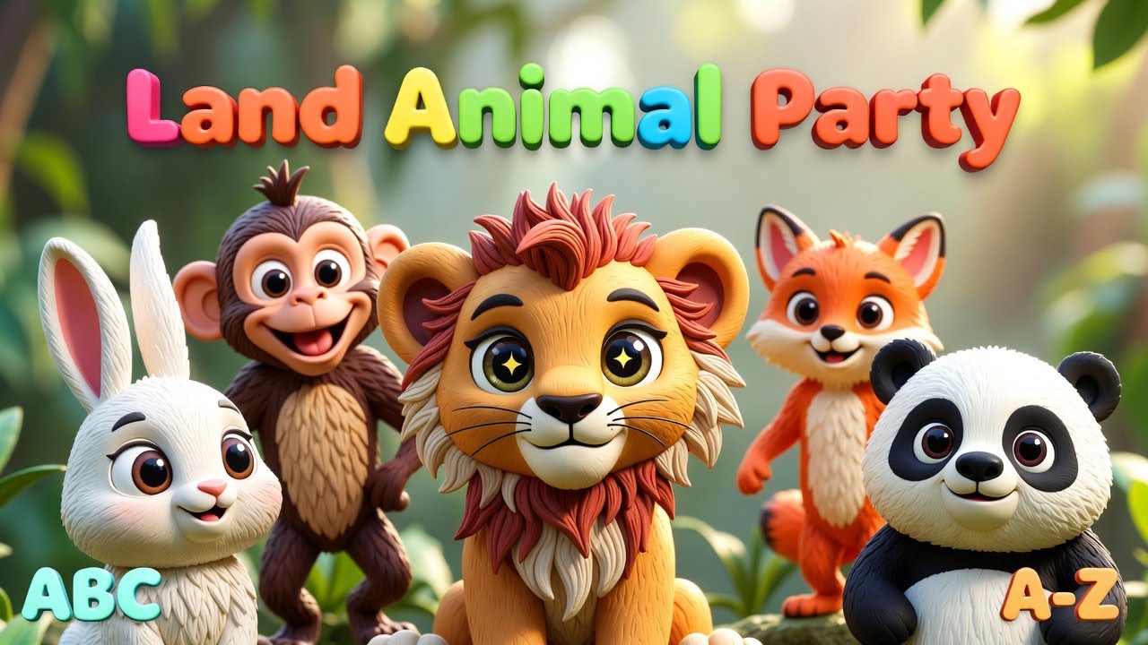 Land Animal Party! 🐘 ABC Song for Kids | A to Z Animals Phonics & Sounds