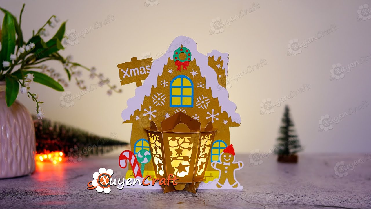 How to make Candy House Lantern - DIY Christmas Decorations - Paper Lantern SVG for Cricut Projects