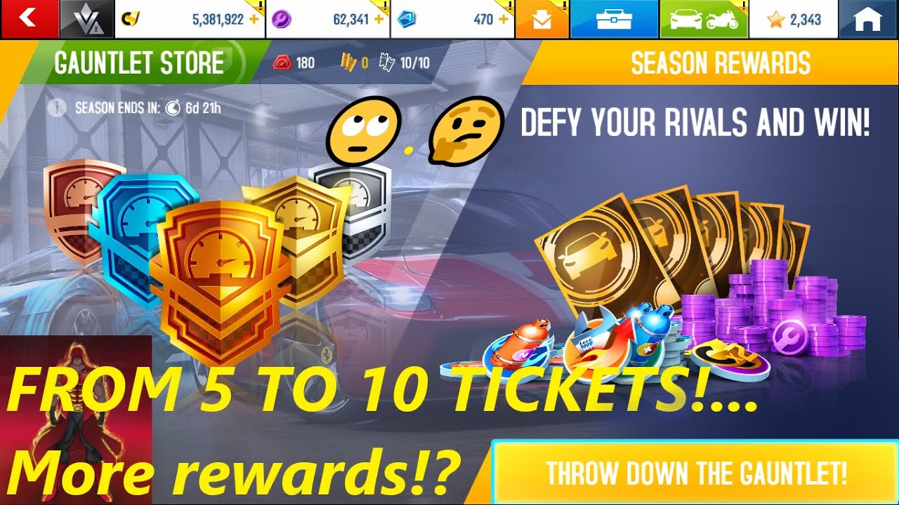 Asphalt 8: Gauntlet SMALL CHANGE!!? FROM 5 to 10 tickets? (possible 10 rewards)🤔
