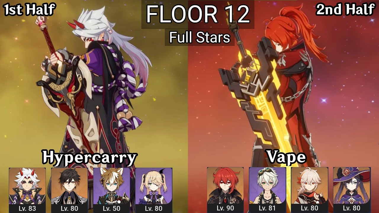 Itto Hypercarry + Diluc Vape | 3.8 Spiral Abyss Floor 12 9 Stars | Genshin Impact
